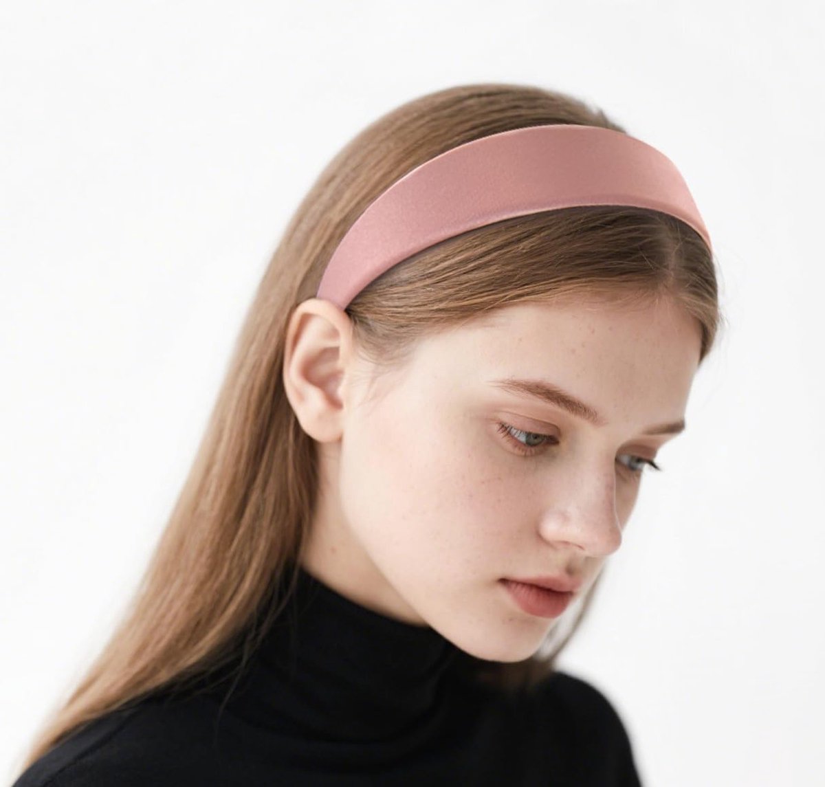 Axy Brede haarband met satijn bekleed dames haarband vintage klassieke look haarband hoofdband HRK1 (oudroze)