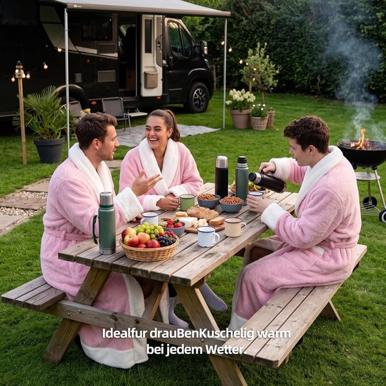 Badjassen Mannen en vrouwen Universeel Zacht flanel materiaal Extra grote zak ontwerp Een maat Als cadeau voor een vriendin Moeder Vriend (Pink) — afbeelding 4