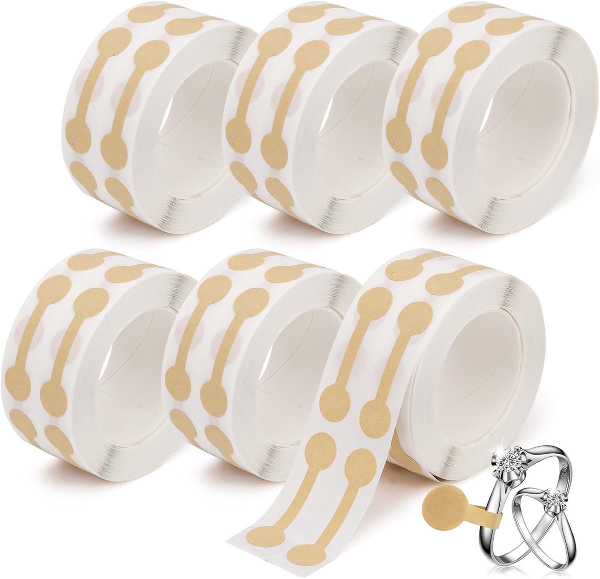 3000Pcs Sieraden Prijskaartjes Stickers, Blanco Sieraden Tags voor Prijzen, Zelfklevende Ring Oorbel Ketting Kleine Prijs Stickers Labels voor Retail, 6 Rollen, Bruin