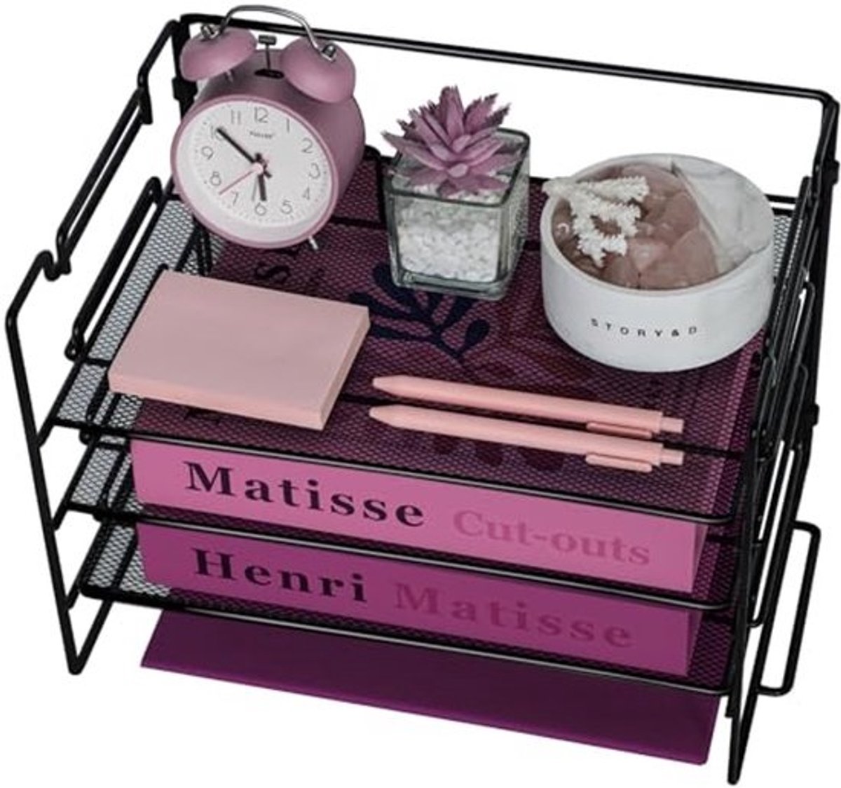 Stapelbare metalen bureau-organizer - 3-laags brieftray - voor kantoor en thuis