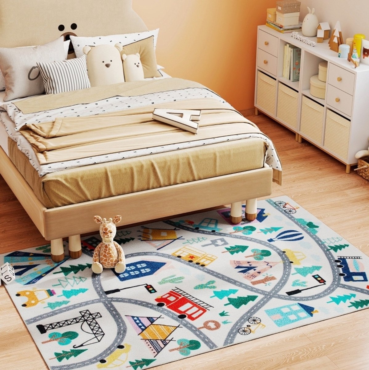 MIVRAY Vloerkleed – Zacht Autobaanpatroon – 160 x 120 cm – Polyester – Multicolor – Antislip Voor Kinderkamer, Slaapkamer En Hal