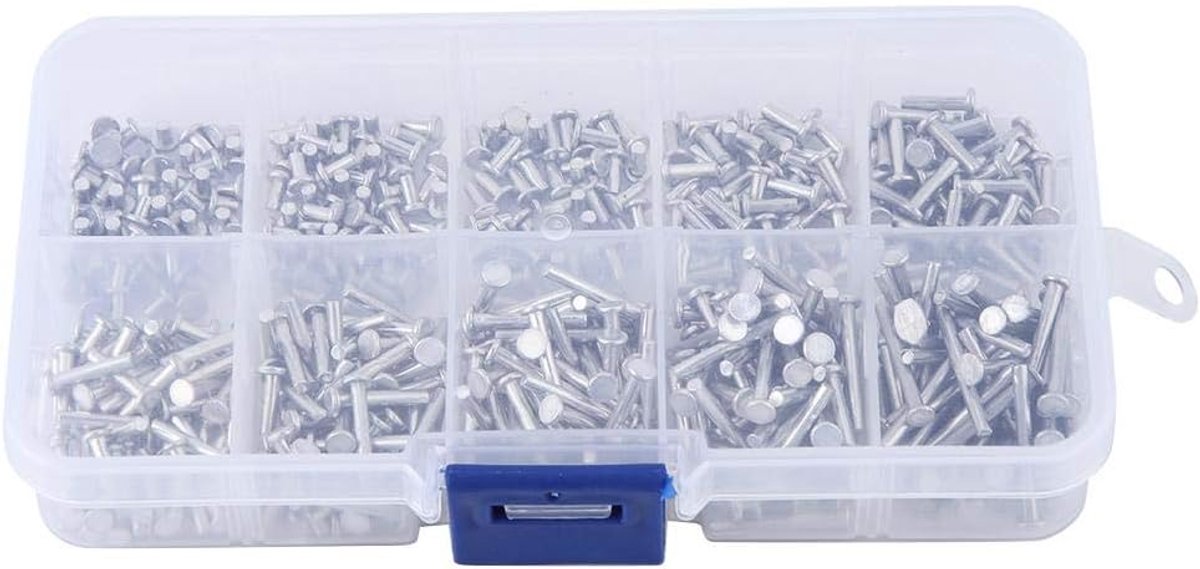 500 stuks M2 platte kop klinknagels aluminium klinknagels platte kop klinknagels in lengte 3 mm - 18 mm M2.5 aluminium klinknagels