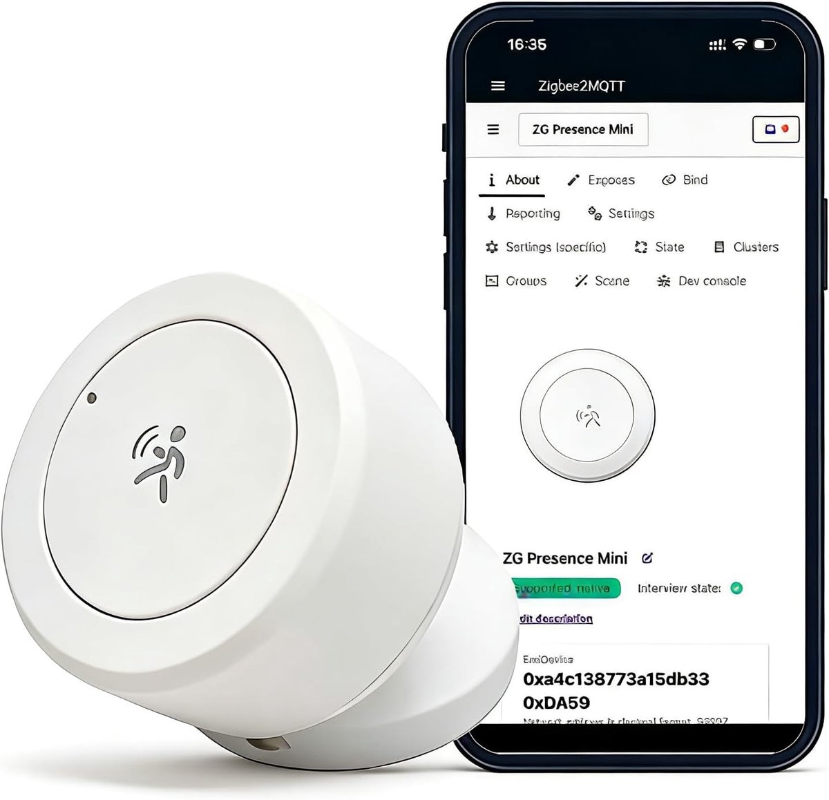 Zigbee 24G mmWave radar-aanwezigheidssensor – vereist Zigbee-hub, werkt op batterijen, ultracompact, compatibel met Home Assistant Zigbee2mqtt