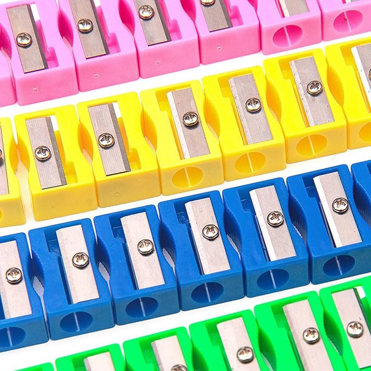 48 Stuks Puntenslijper, Kunststof Handheld Sharpener Puntenslijpers Mes Glad Slijpen Voor Potloden En Kleurpotloden Voor Gebruik Op School Office Accessoires, 4 Kleuren