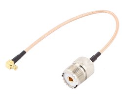 Kabeladapter, Tengko 0,7ft HF coaxkabel UNF socket SO239 tot MCX rechthoekige stekkeradapter
