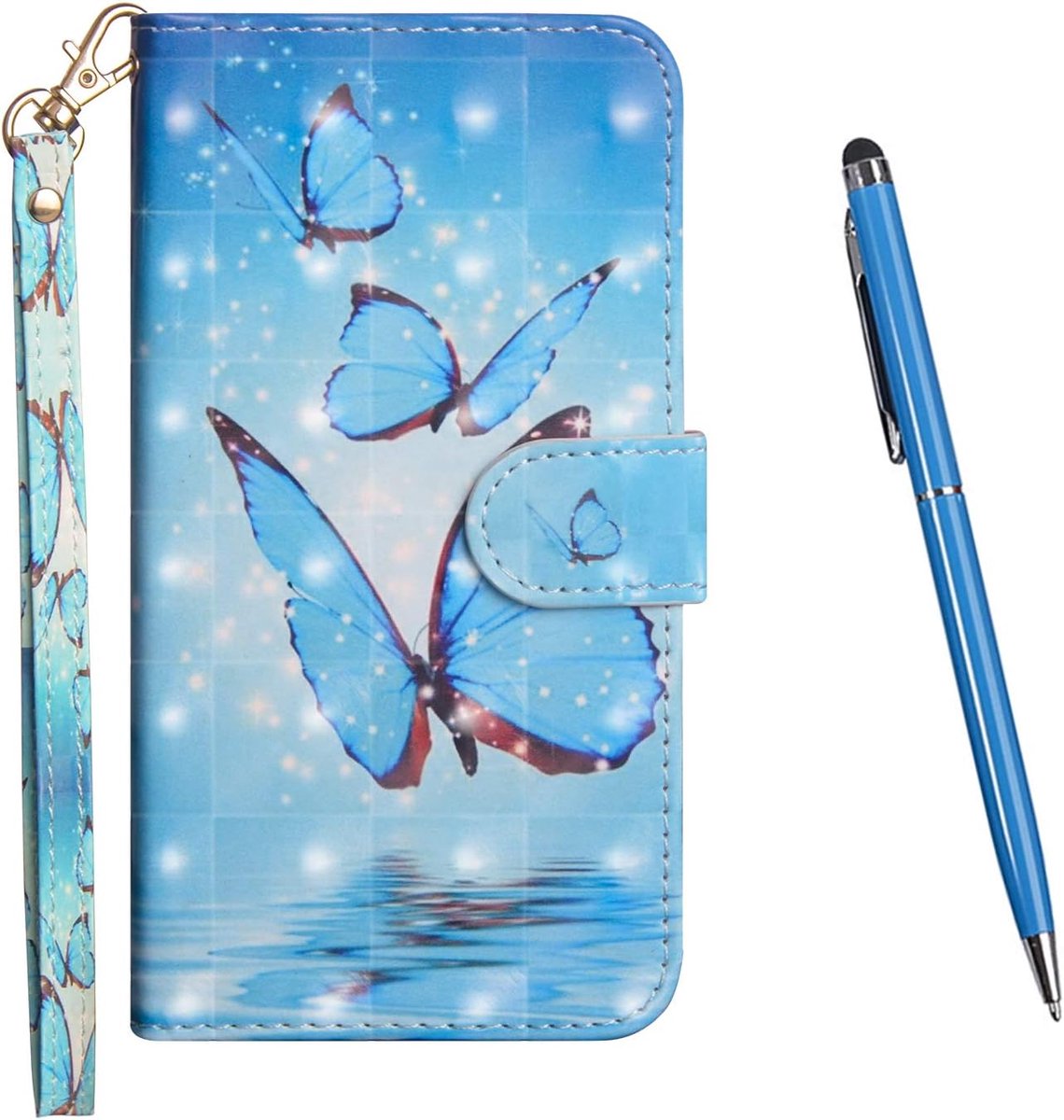Compatibel met iPhone 11, 6,1 inch (15,5 cm), telefoonhoes portefeuille, PU lederen flip [3D] case magneetsluiting, mobiele telefoonhoesje, klaphoes, tas, leren hoes, beschermhoes (blauwe