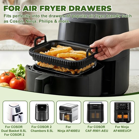 Fryer glazen container, ovenschaal van glas met deksel, siliconen handgrepen en afneembare siliconen ring, airfryer voor Airfryer Ninja AF400EU AF451EU AF500EU — afbeelding 4