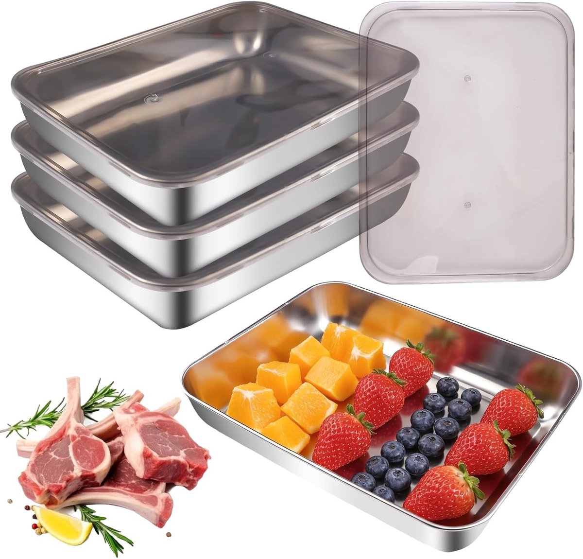 Set van 4 koelboxen van 2500 ml voor kaas, fruit, salades, zoetigheden en jam opslag