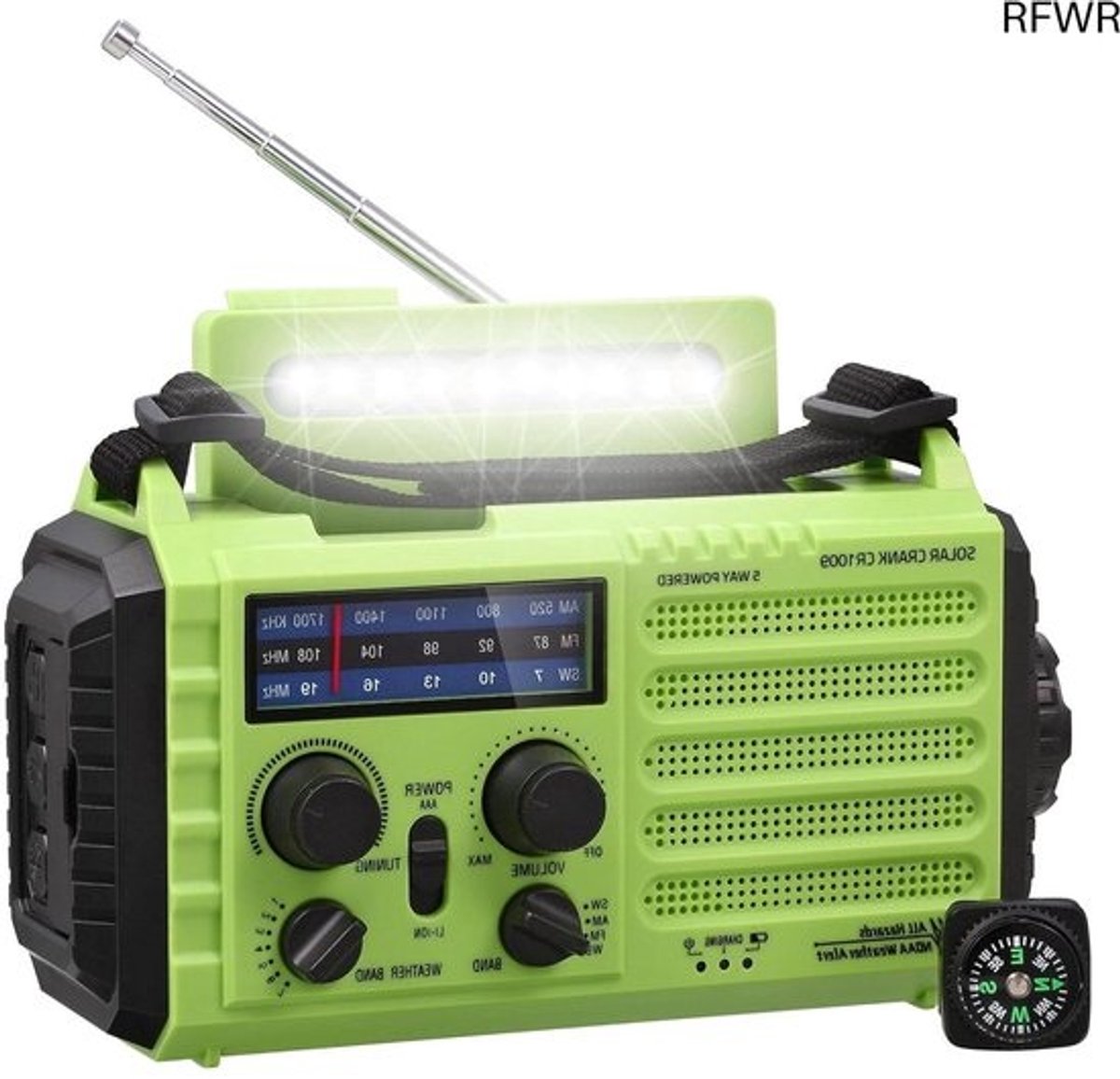 Noodradio op zonne-energie - Opwindbare radio - Draagbare radio - Voor kamperen