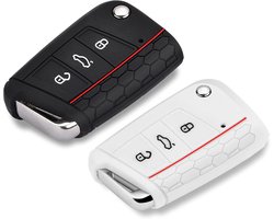 Yosemy Autosleutelhoes, sleutelhoes, VW Golf 7, sleutelhoes, 3 toetsen, autosleutels, siliconen cover, 2 stuks, zwart - ShopVlot