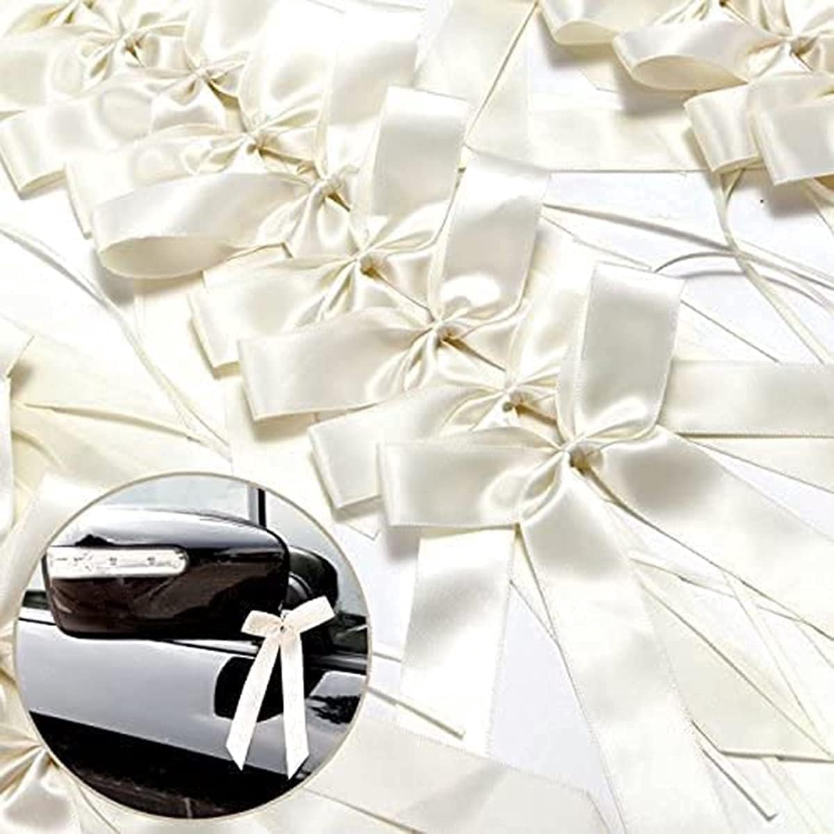 SnelShoppen - 50pcs Crème Witte Strikken Trouwen Decoratie Vintage Antenne Lussen Auto Bows Set voor Bruiloft Decoratie Tafel Decoratie Kamer Decorati