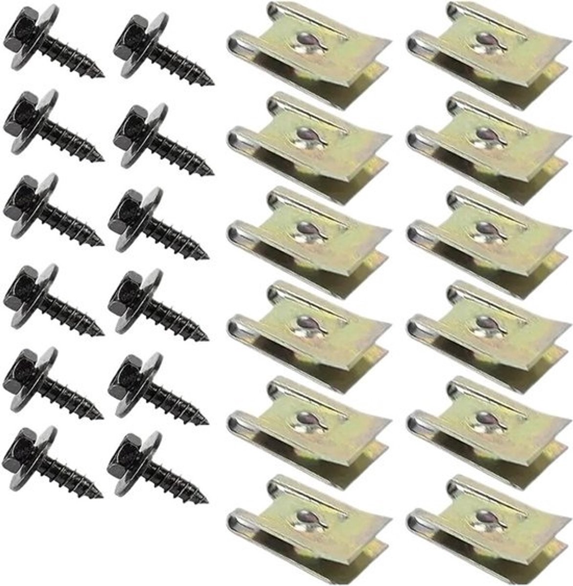 Bevestigingsclips - Schroefclips - Voor auto-interieur - Zelftappend - 20 stuks - Gemengd