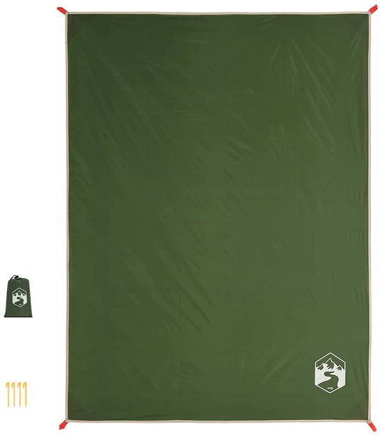 vidaXL Picknickkleed Groen 205x155cm met Haringen Picknickkleed - Picknick Dekentje - Buitenspeelplezier - Camping Accessoires - Regenproof van Vidaxl — afbeelding 4