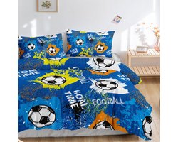HOSIMA Adult Boys Girls Bedding Set Caricature Football Print Duvet Cover with 2 Pillowcases (Caricature Footballs02S) - ShopVlot