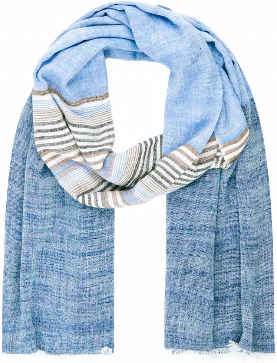 Sjaal heren one size - blauw-grijs - 60% katoen 40% viscose - stijlvol en comfortabel - ShopVlot