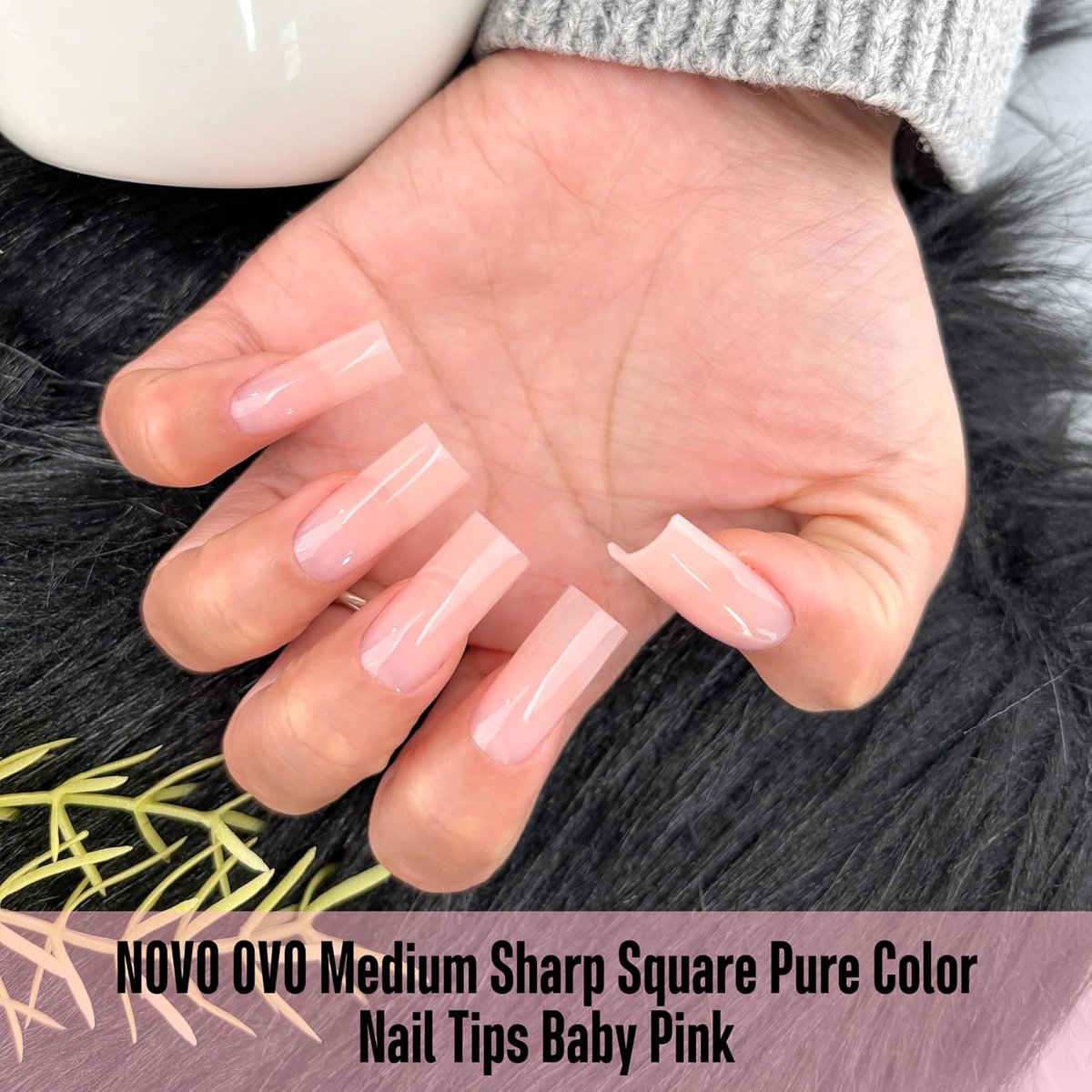 NOVO OVO Medium Sharp Square Nail Tips Press on Pure Color Baby Pink, Extra Thick NEED Builder Gel & Top Coat & Glue - ShopVlot — cadeau in Cadeau-ideeën - foto 7