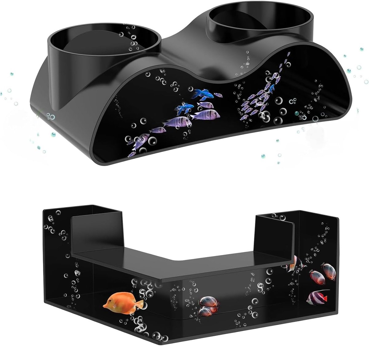 Aquariumdecoratie, ondergrondse tunnel voor vissen, set van 2 stuks, dubbele ingang (L-vorm), grot voor vissen en - ShopVlot