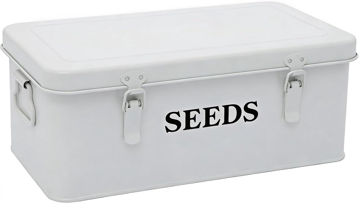 Zaadopslag voor de tuin, metalen zaaddoos met deksel, 33 x 18 x 13 cm, milieuvriendelijk tuincadeau, vintage - ShopVlot
