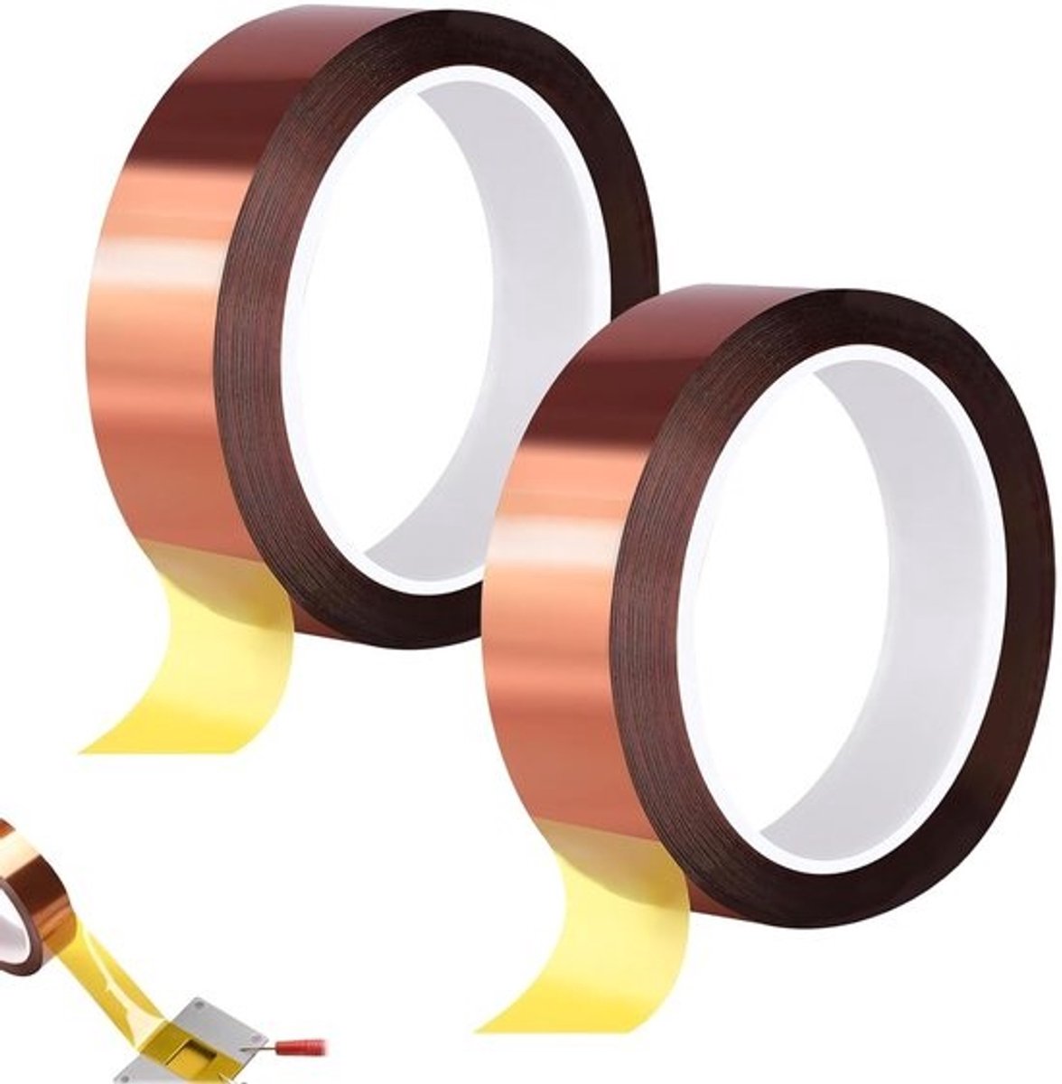 Kapton tape van 20 mm x 33 m, hittebestendige tape voor 3D-printers, isolatietape voor solderen en elektronische toepassingen, zonder resten
