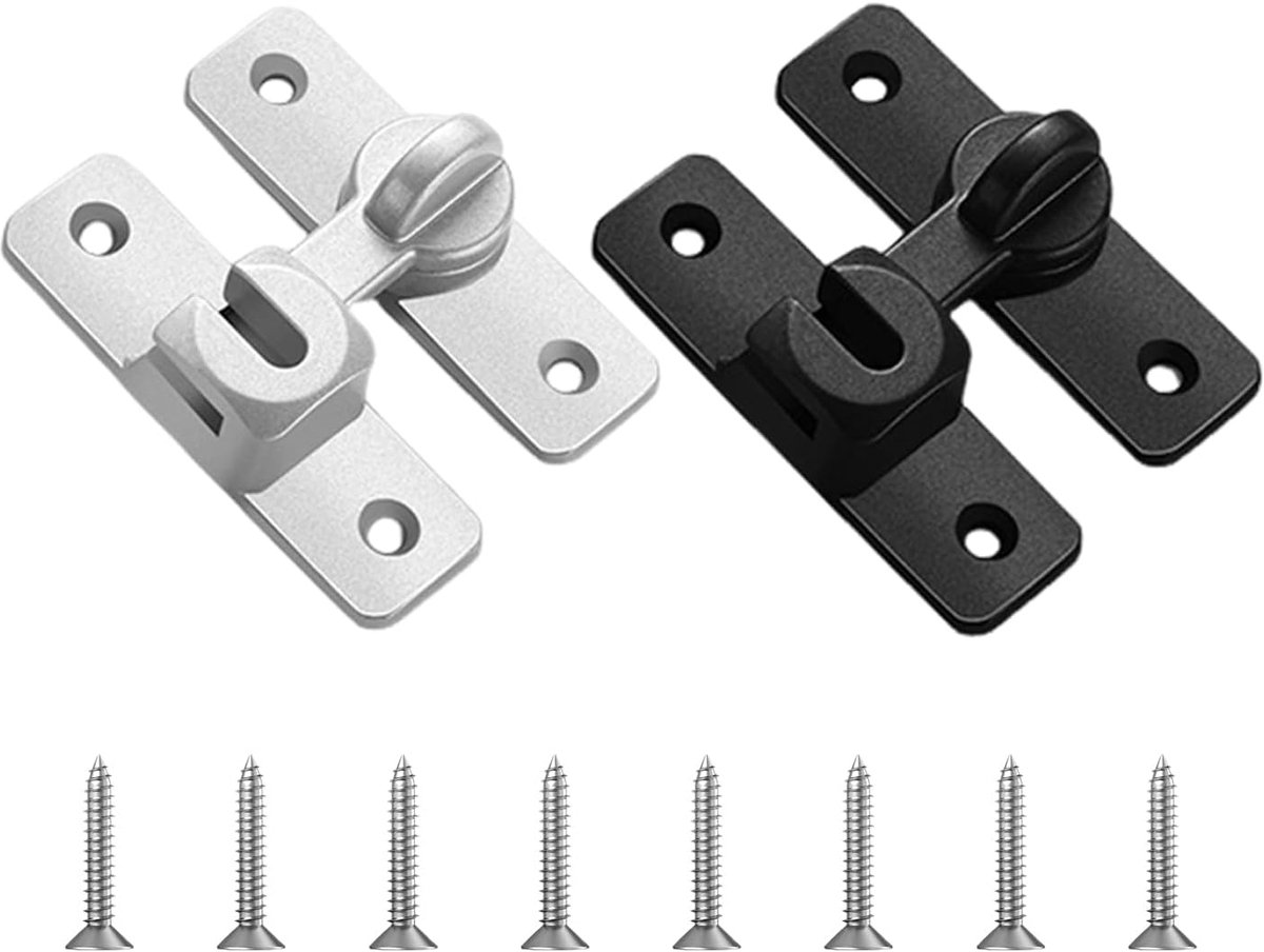 2 Pcs Screw Lock Door Locks, Anti-Theft Sliding Door Locks, Punch Free Sliding Door Locks, Suitable for Bathroom - ShopVlot