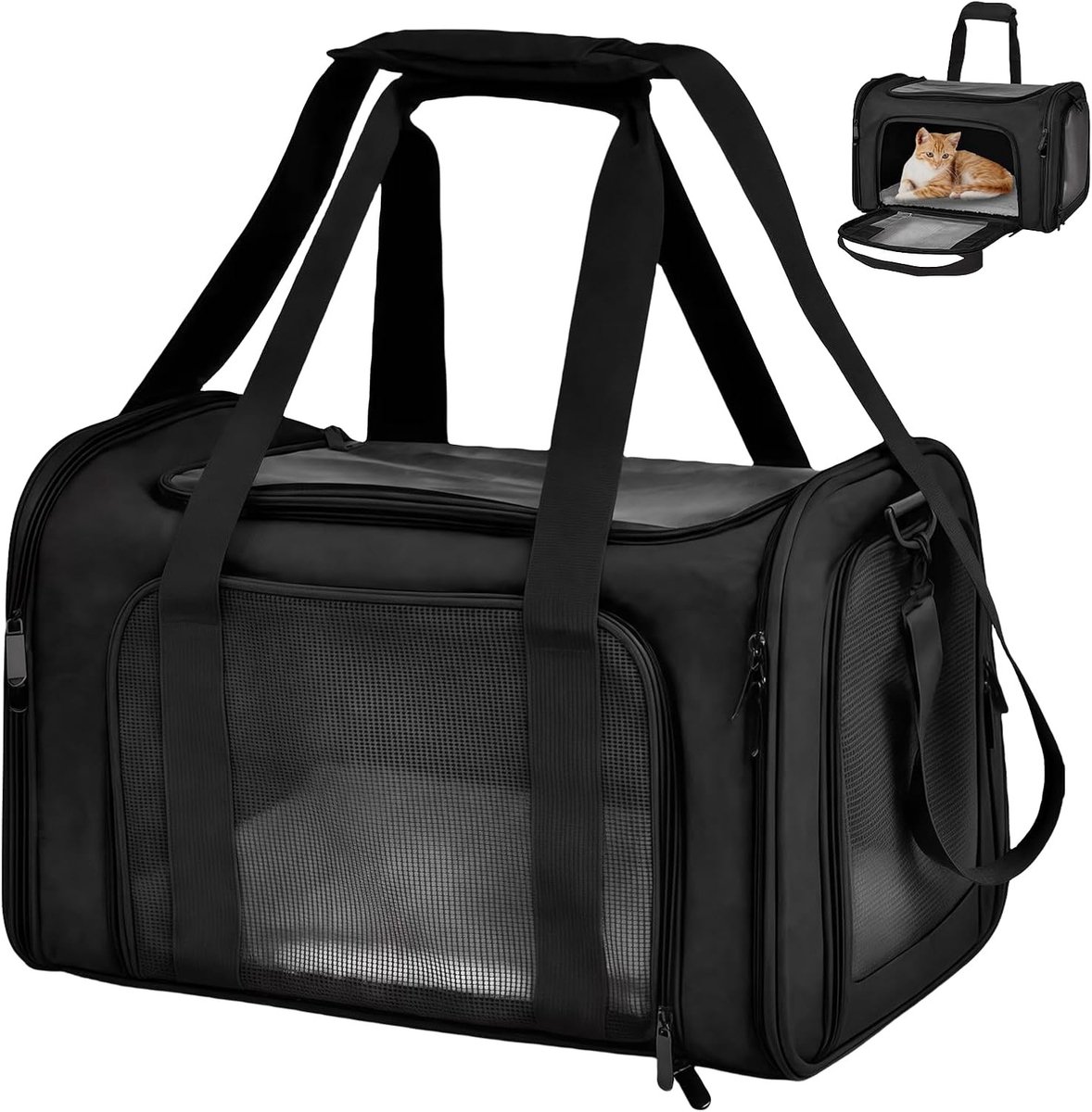 Draagbare Vouwbare Kat Tas voor Kleine Huisdieren, Veilige en Ademende Transportbox voor Reizen en Dierenartsbezoeken (45 * 30 * 30cm)