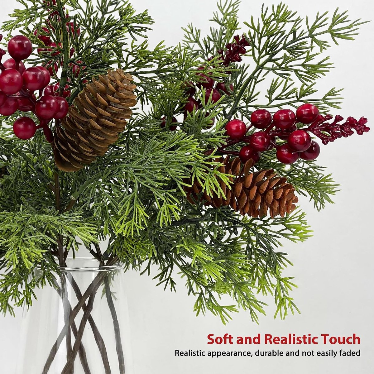4 stuks kunstmatige dennentakken zoals echte zachte siliconen dennentakken Kerstmis lange dennenboom dennengroen decoratieve takken adventskrans decoratie kerstkrans kunsttakken tafeldecoratie (groen) – foto 6