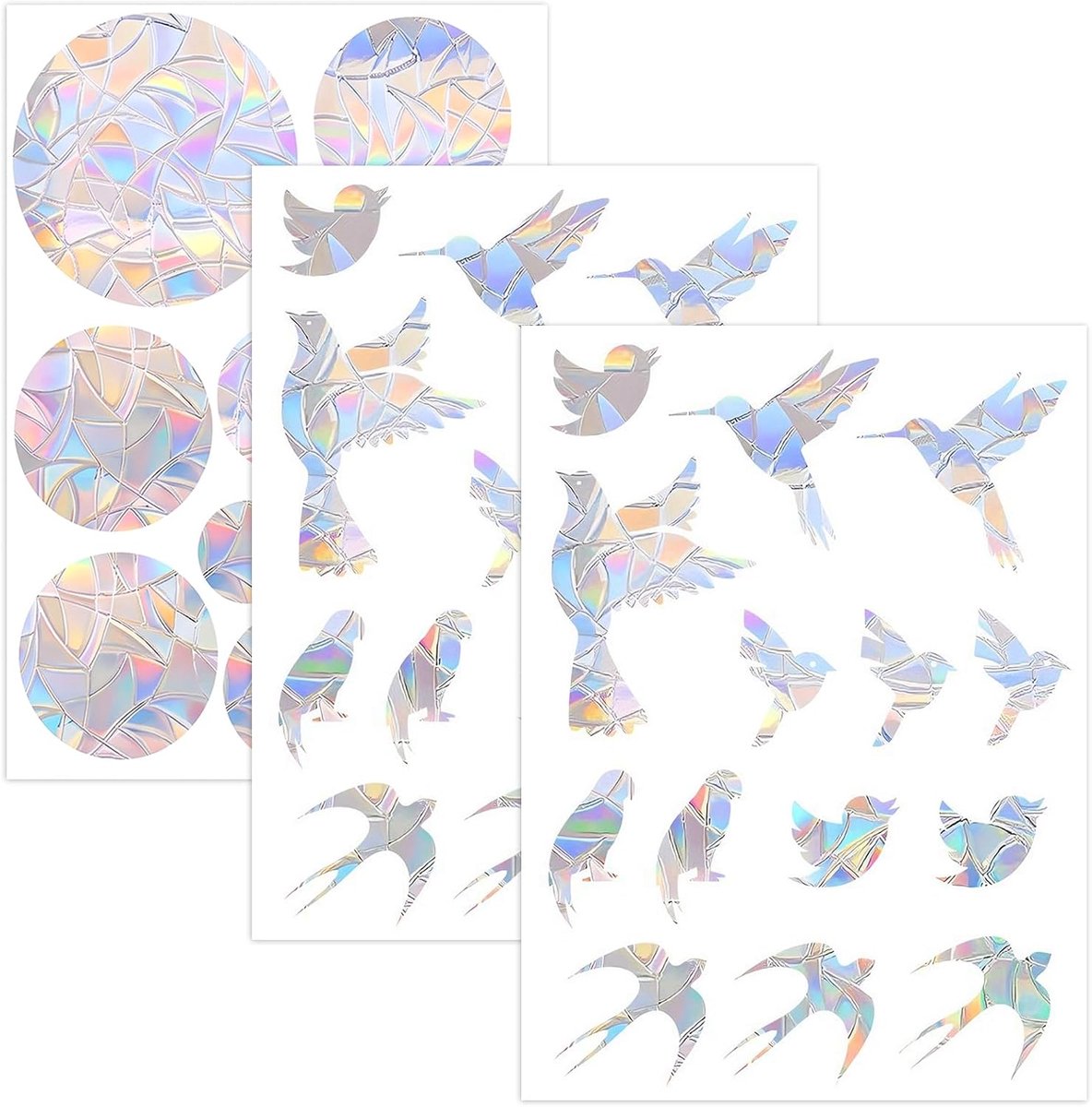 54 stuks anti-botsingsstickers voor vogels, regenboogprisma-stickers voor ramen, statisch en reflecterend decoratief vinyl voor vogelwaarschuwing en woondecoratie