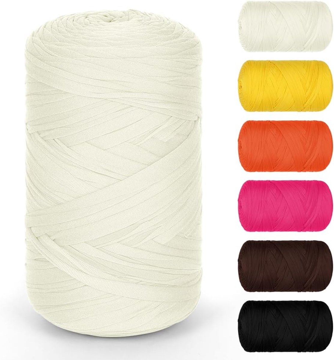 400g T-Shirtgaren, T-Shirt Yarn om te Haken, Grof, Melkachtig Wit