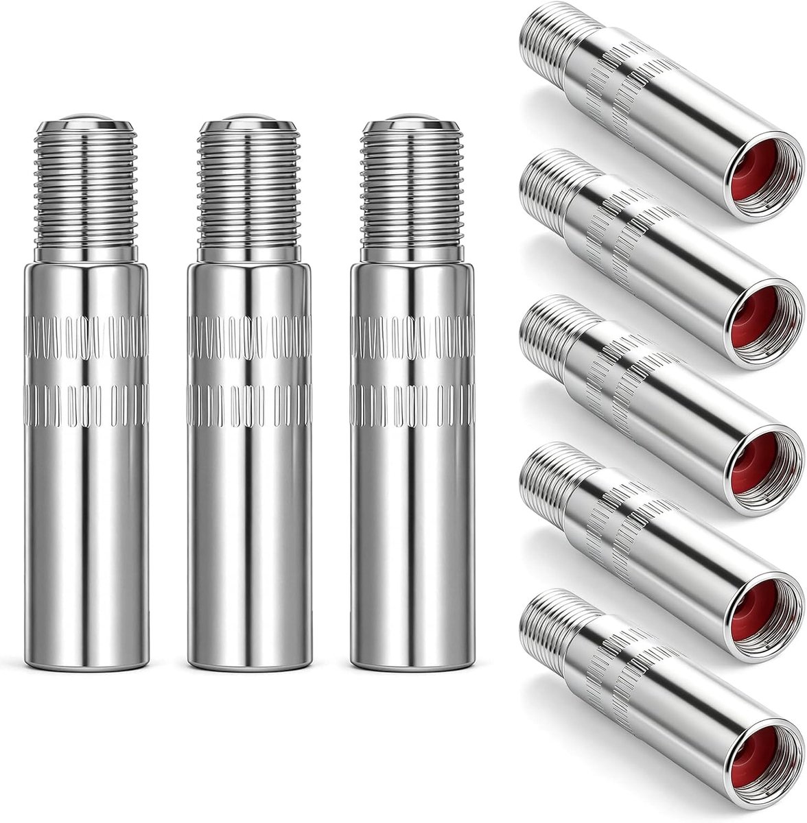 8 stuks autoventielverlenging, ventielverlenging, e-scooter | 3,9 cm lengte, 0,7-0,9 cm breedte, ventielverlenging, autoventiel voor auto, vrachtwagen, bestelwagen, caravan