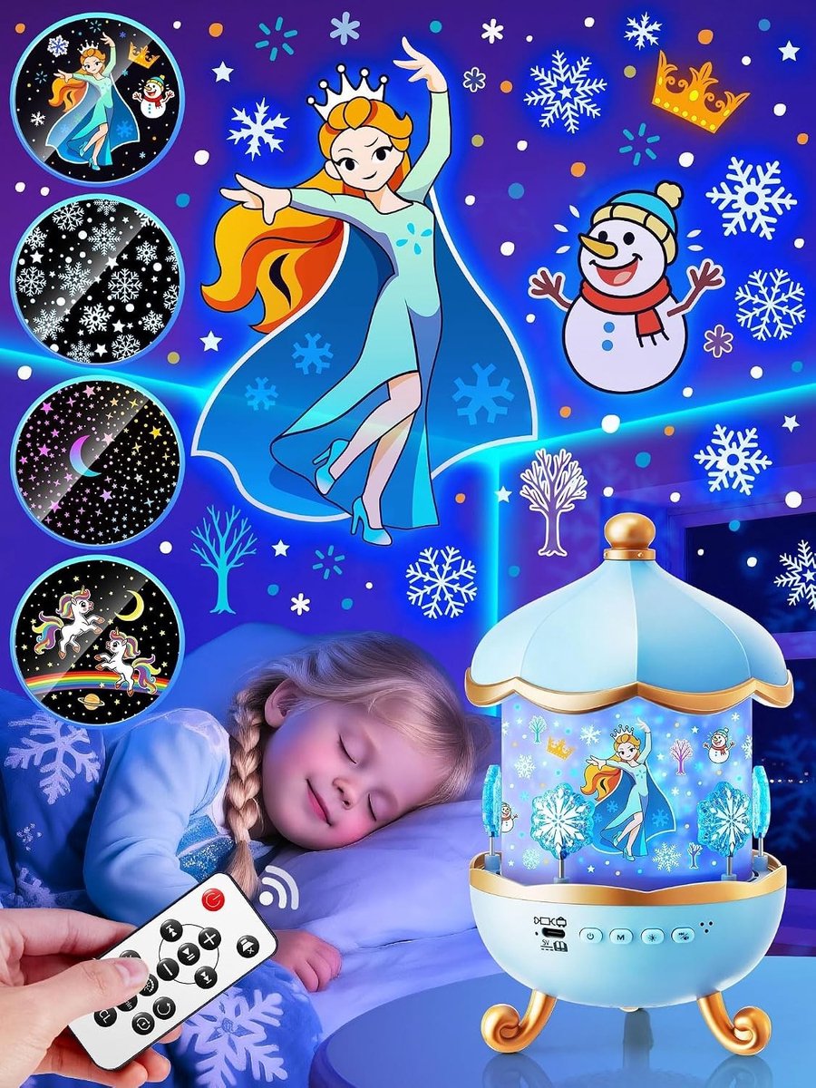 Sterrenhemel Projector voor Kinderen met 15 Films en Muziek, 360° Rotatie, Afstandsbediening, Timer en Eenhoorn Speelgoed voor Meisjes van 3-9 Jaar, Perfect Cadeau voor Feestdagen