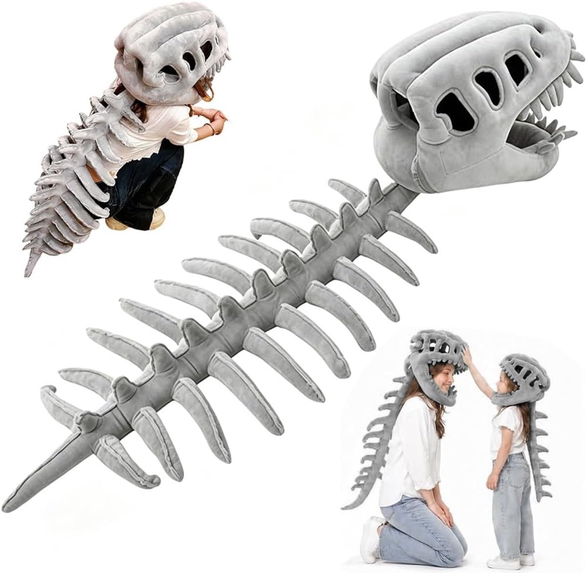 Skeletkostuum, 80 cm, spinosaurus pluche dino-outfit, realistische 3D-spinosaurus-bot-pluche outfit, voor Halloween, carnaval, kostuumfeesten, fotorekwisieten