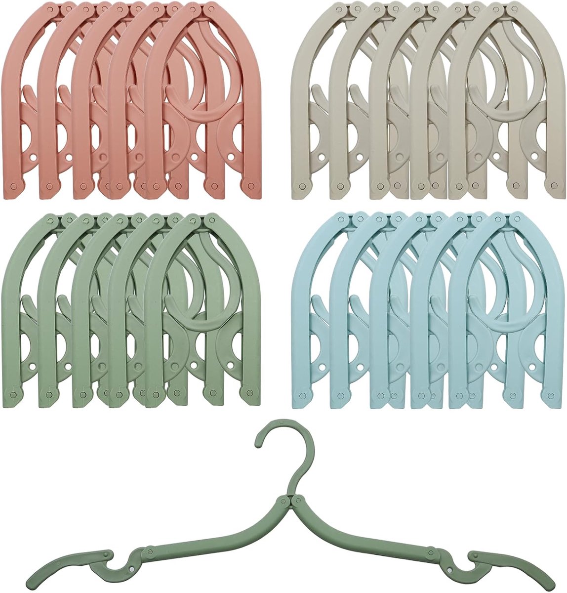 18 stuks reishangers, draagbare draagbare kleerhangers, opvouwbaar, reis-kleerhangers, vijf kleuren, opvouwbare kleerhangers, ruimtebesparend, reiskledinghangers voor thuis, reizen, hotel