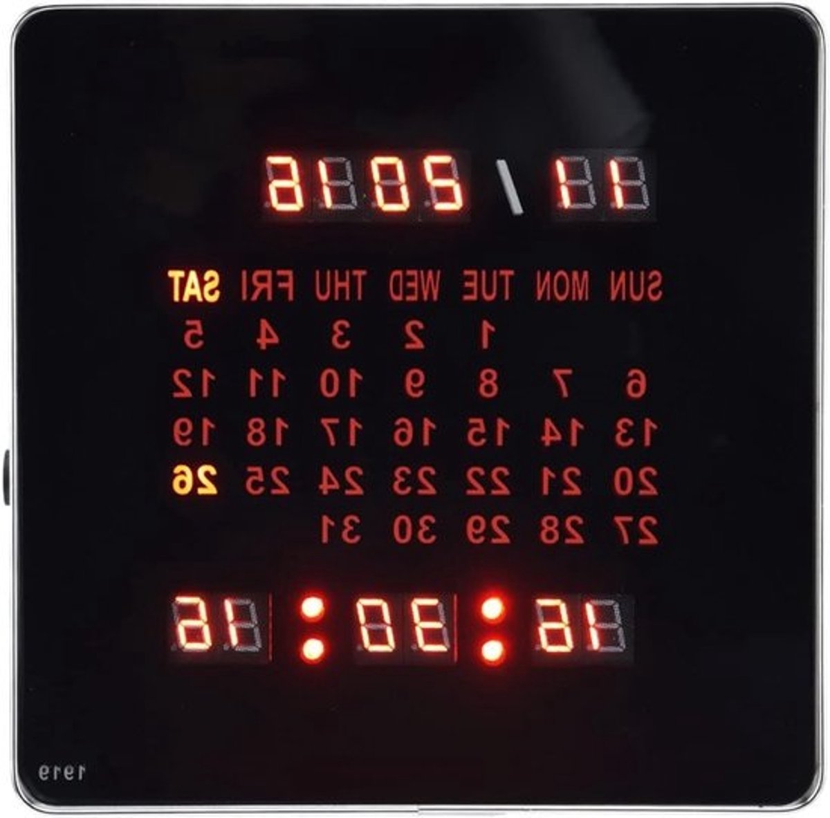 Digitale wandklok met groot display en perpetuele kalender - Batterijgevoede LED-alarmklok voor senioren - Creatieve bureauklok