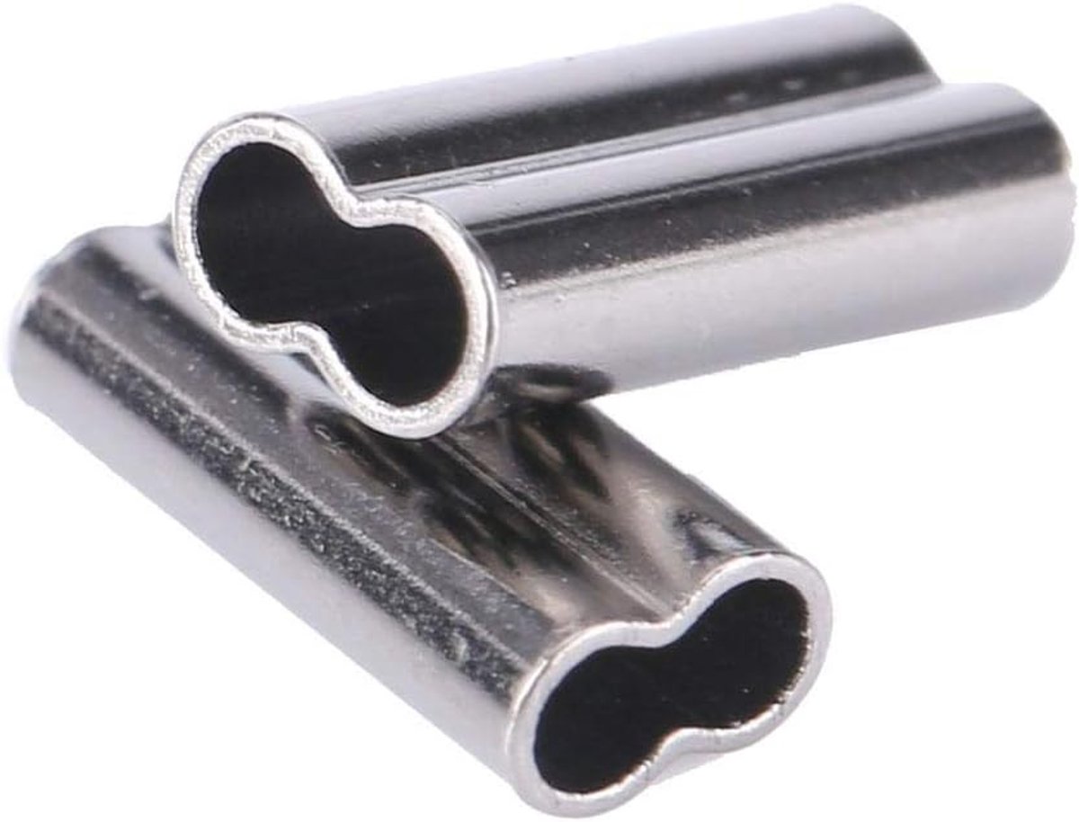 Klemhulzen, Double Barrel krimphulzen kit vislijn draadgeleider koperen buisconnectoren (100 stuks)