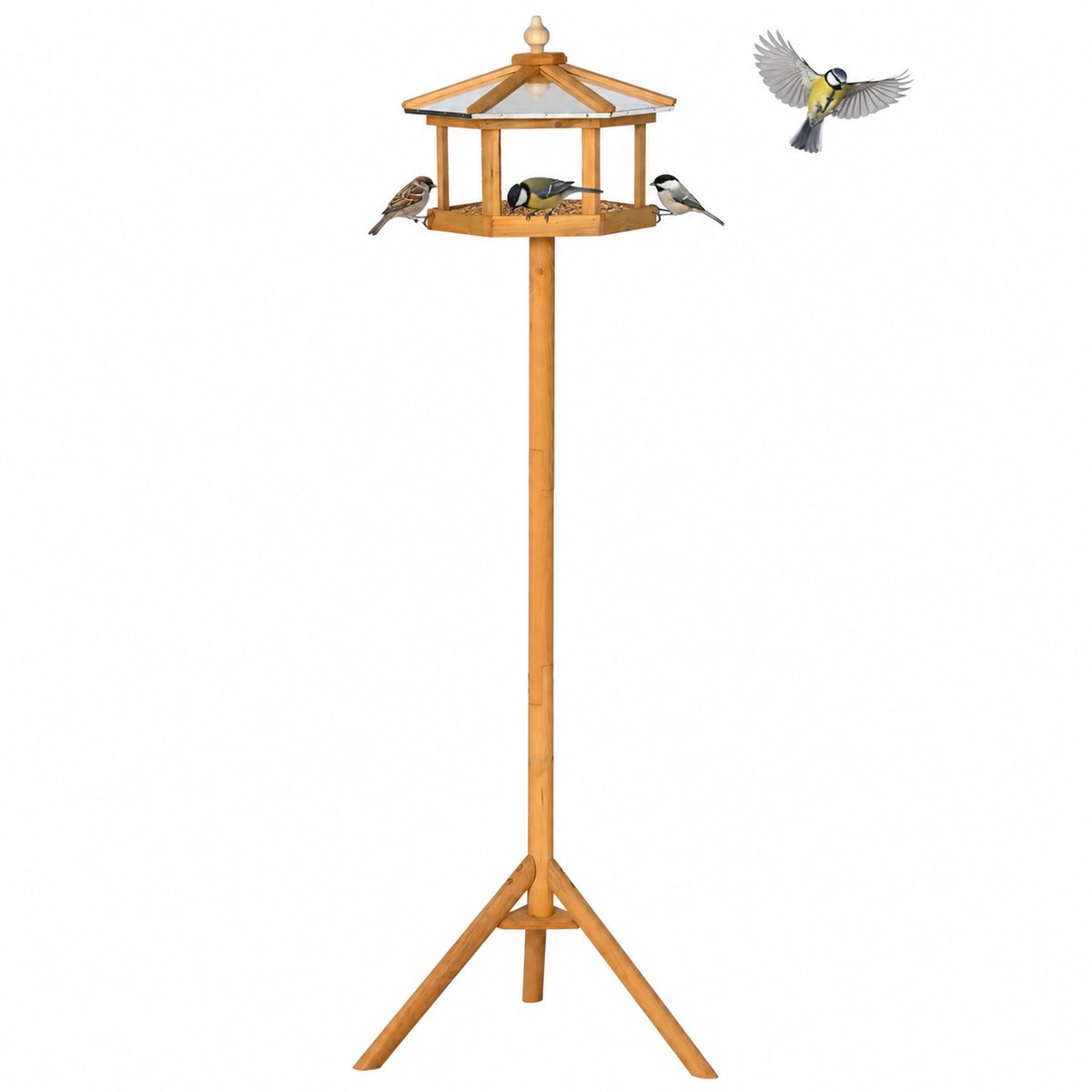 PawHut Bird Stand-Holz-Ø57,7 x 153H cm-Naturholz