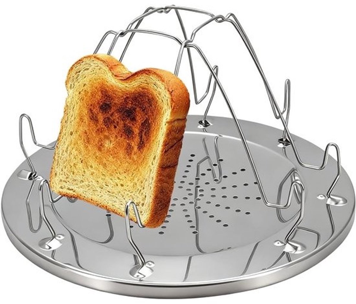 Vouwbare campingtoaster van roestvrij staal - 22 cm x 12,5 cm, tot vier sneetjes