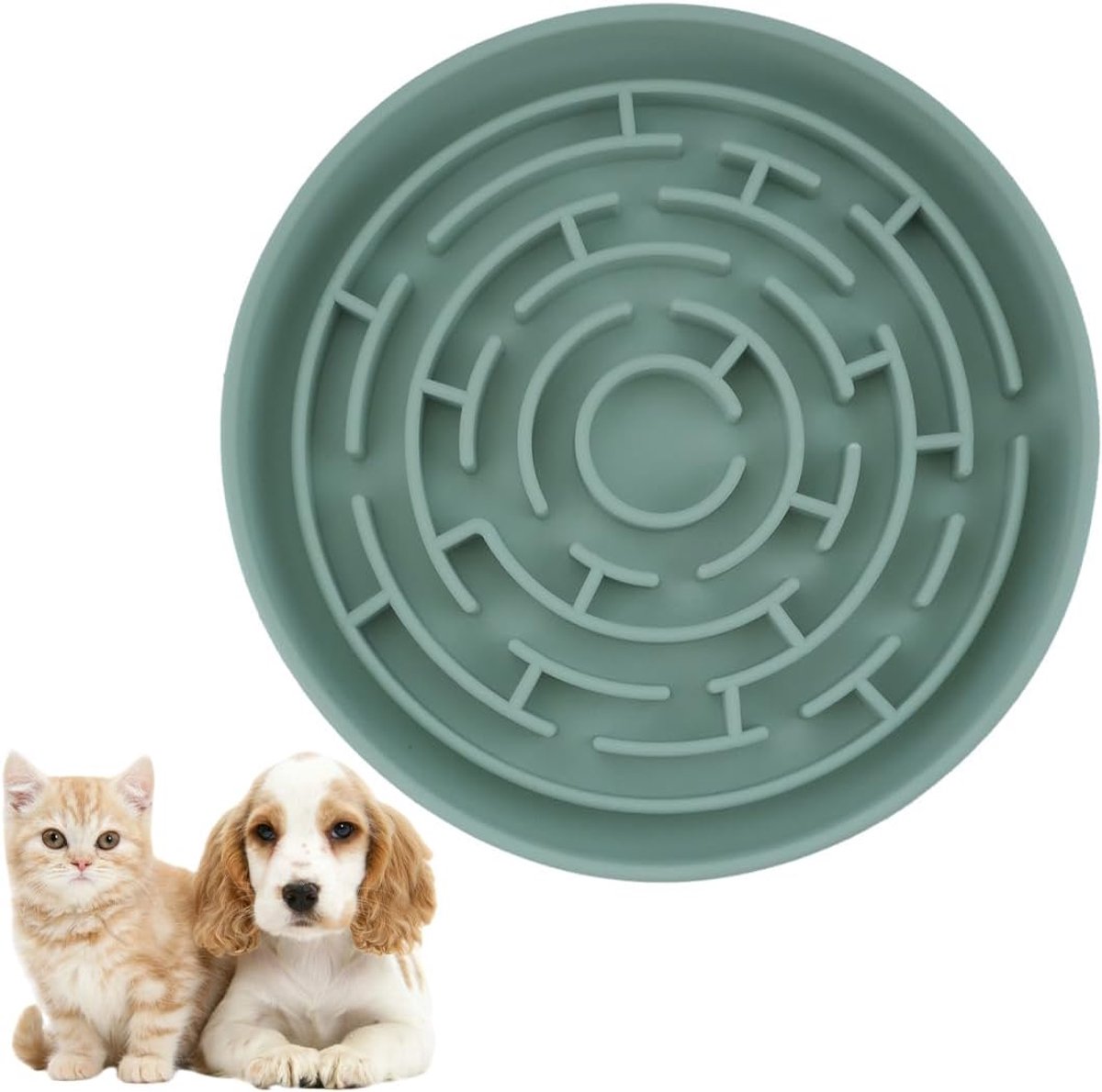 1 voerbak voor honden en katten, langzame voeding, antislip, van siliconen, slow feed voor kleine en middelgrote dieren