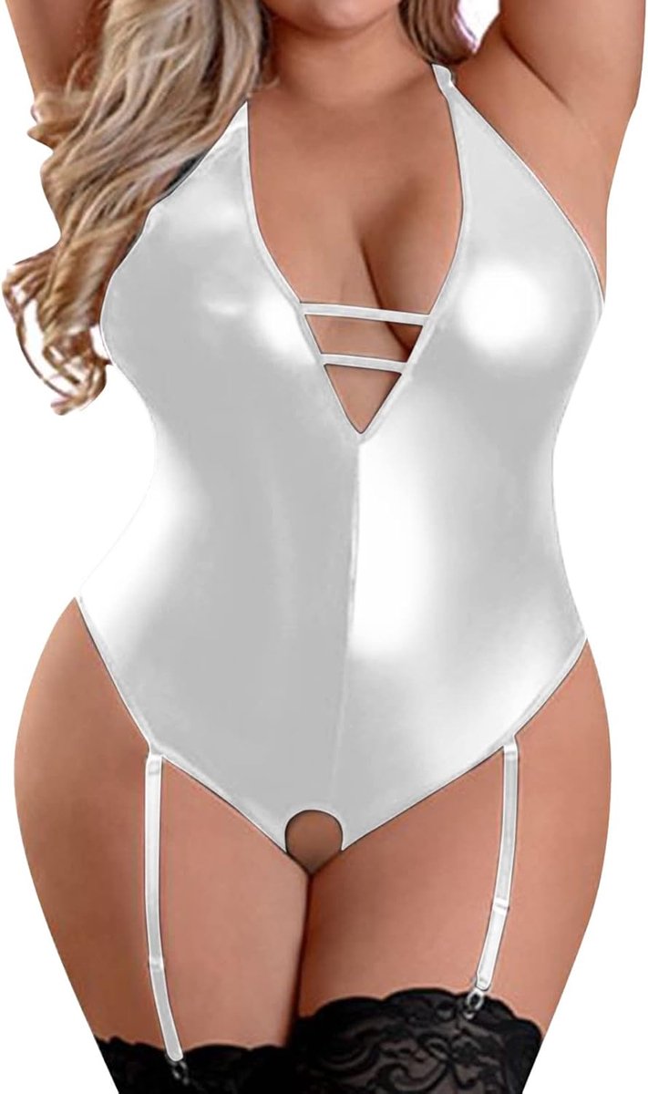 Lingerieset voor dames, kant, transparant, chic, elegant, babydoll met jarretels, voor koninklijke avond A476