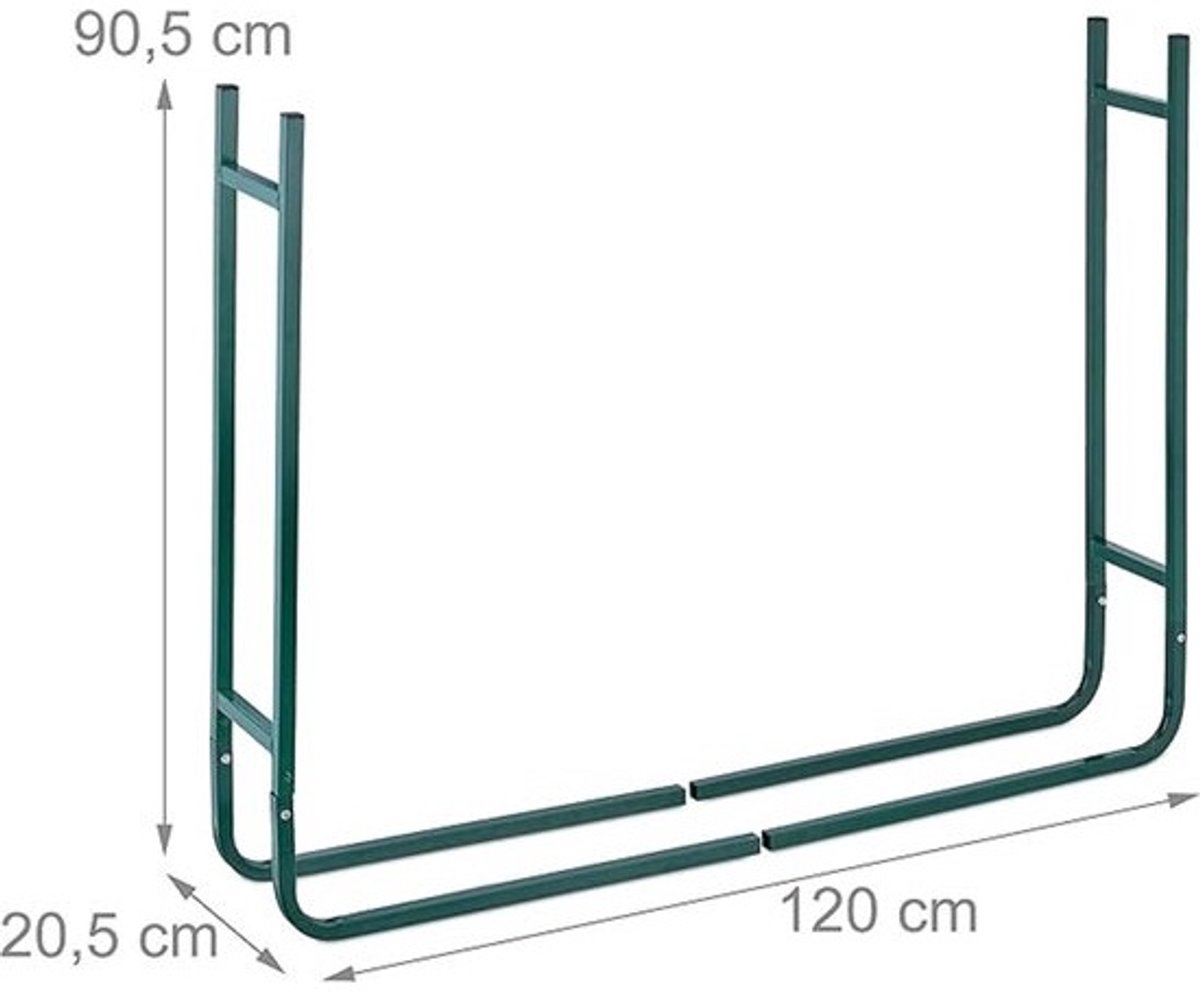 Brandhoutrek - Metalen brandhoutrek - Voor binnen en buiten - 90,5 x 120 x 20,5 cm