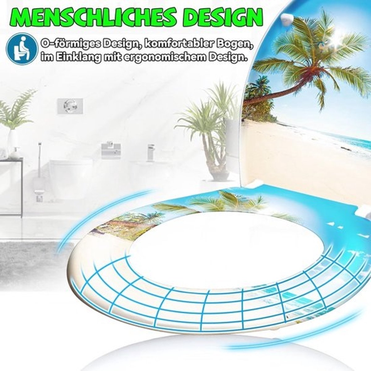 Toiletdeksel - Softclose, antibacterieel en afneembaar - Ovaal met Quick Release