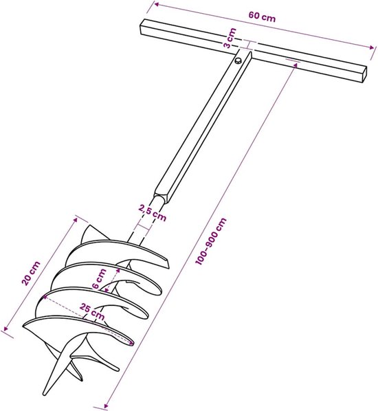 vidaXL - Grondboor - met - handvat - 200 - mm - en - verlengstukken - 9 - m - (staal) van VidaXL — afbeelding 4