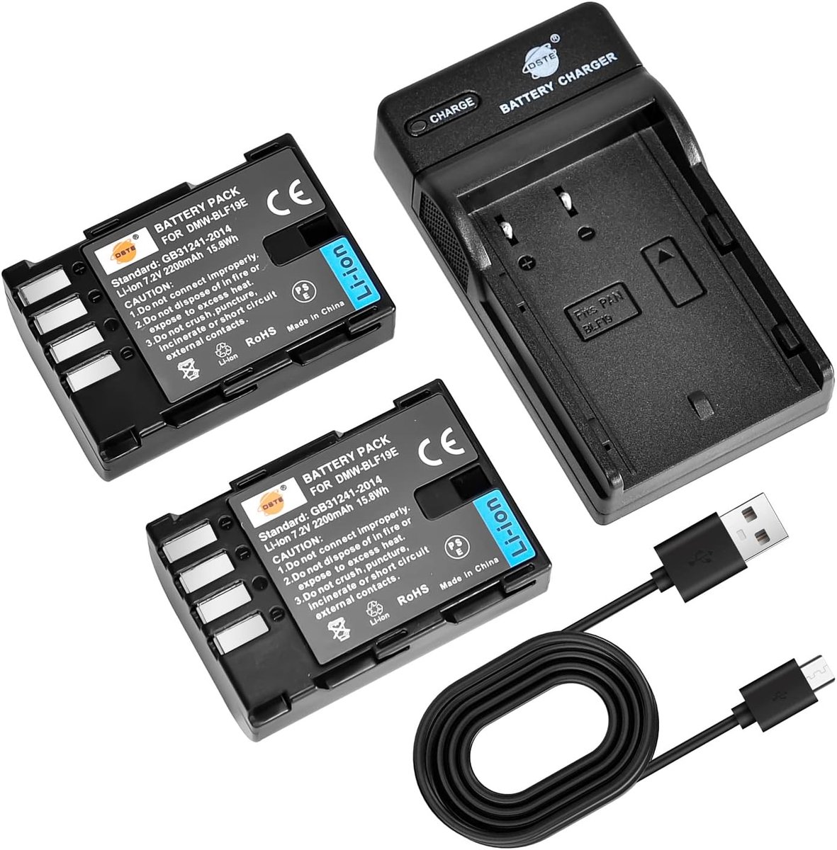 DSTE DMW-BLF19E Battery (2 PCS) and Charger Compatible with Panasonic Lumix DMC-GH3 DMC-GH3A DMC-GH3AGK DMC-GH3GK - ShopVlot