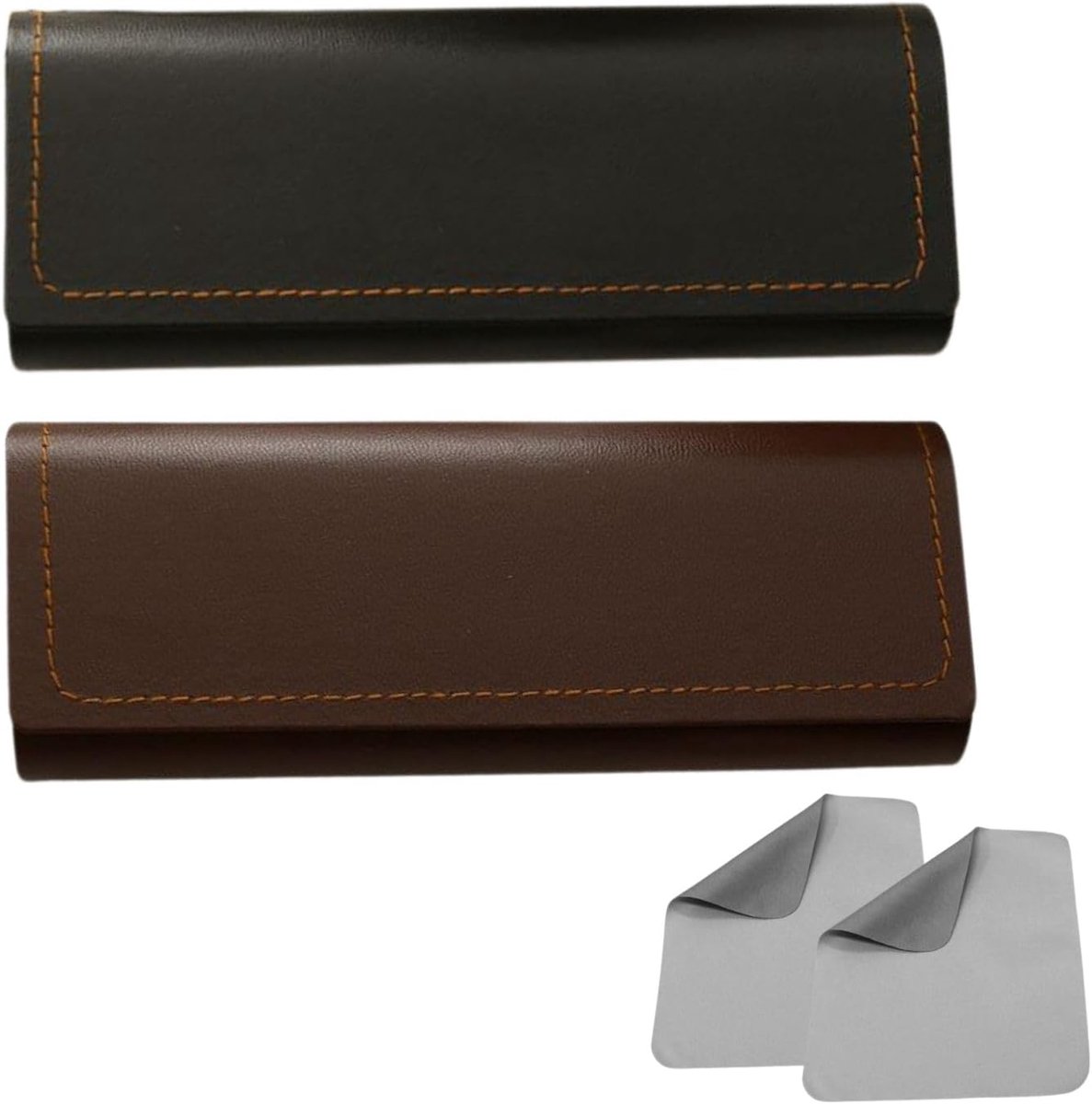 2 Pieces Glasses Case Hard Case with Microfiber Cloth Glasses Case Vintage Style Sunglasses Robust Case for Most - ShopVlot
