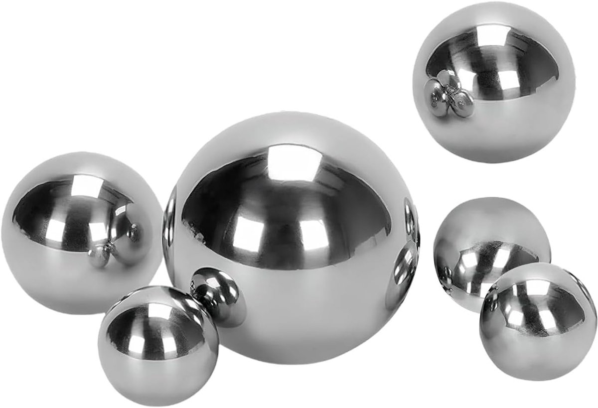 6 Pieces Decorative Balls Swimming Balls Stainless Steel Silver Garden Balls Floating Pond Decoration Metal Ball for - ShopVlot