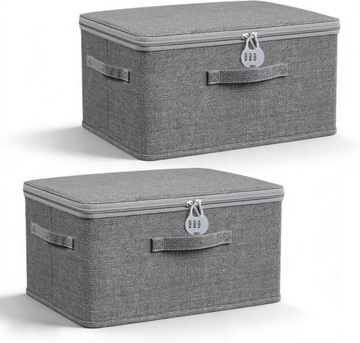 Set van 2 vouwbare opbergdozen met deksel - 32 x 24 x 18 cm, stapelbaar