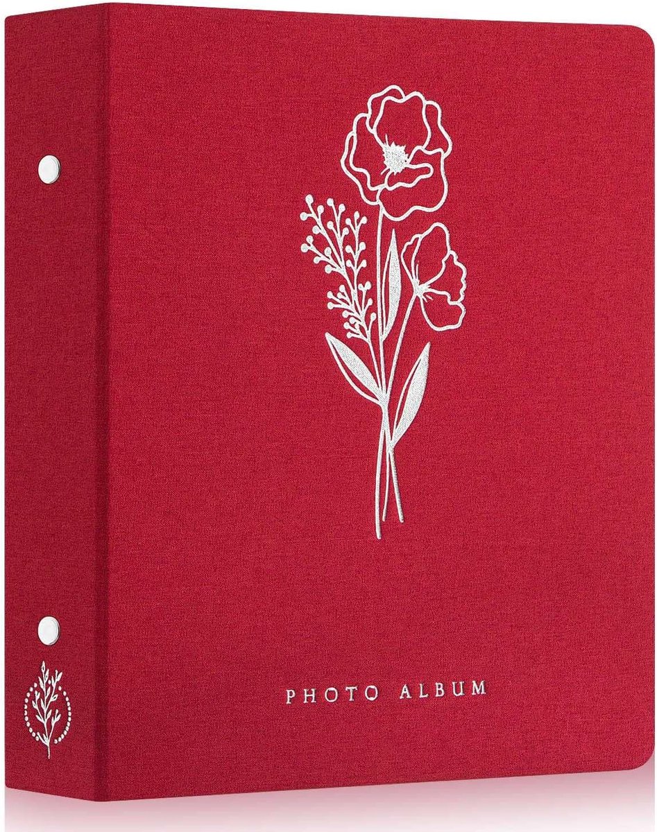 SnelShoppen - 6x4 Foto Album voor 400 Foto's, Linnen Cover, 50 Bladen, Rood, Ideaal voor Herinneringen, Feesten en Cadeaus