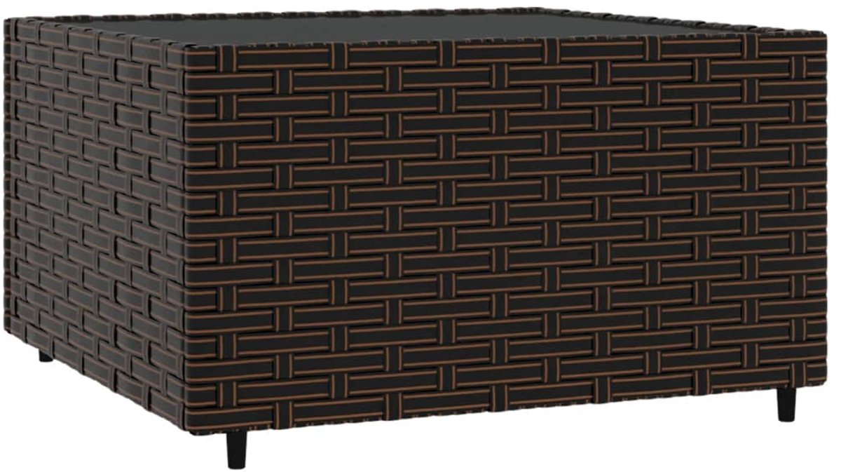 vidaXL Salontafel - tuin - vierkant - 50x50x30 - cm - poly - rattan - bruin
