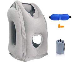 SmartDer Inflatable Travel Pillow, Airplane Pillow with Patented Valve Design, Travel Accessories with Neck and Head - ShopVlot