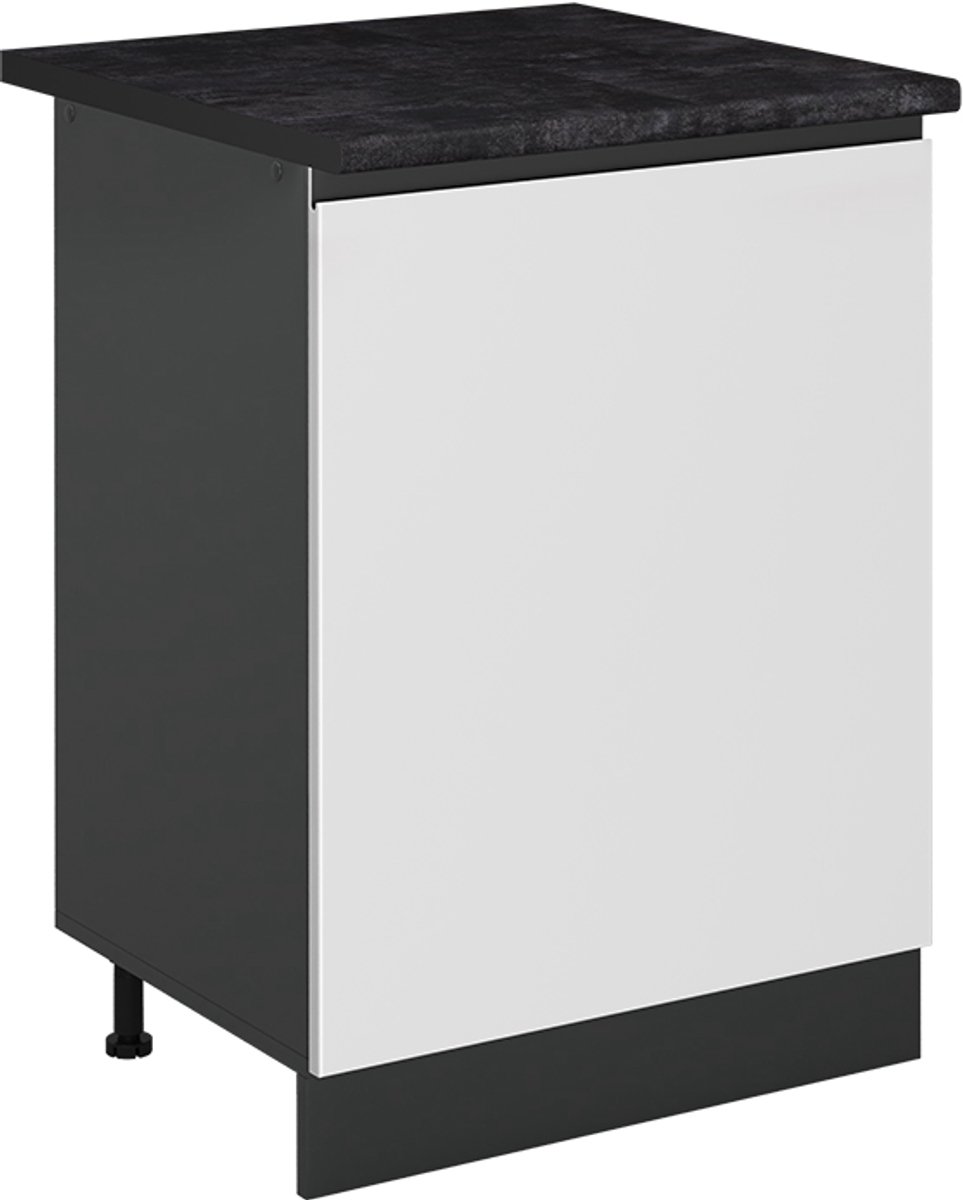 Vicco Keukenonderkast R-Line, Wit/Antraciet, 60 cm met 1 deur antraciet werkblad