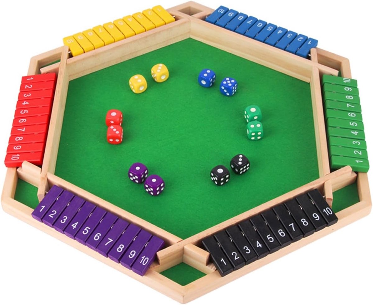 Houten Shut The Box Spel - Klassiek Dobbelspel voor 6 Spelers met Strategie en Plezier